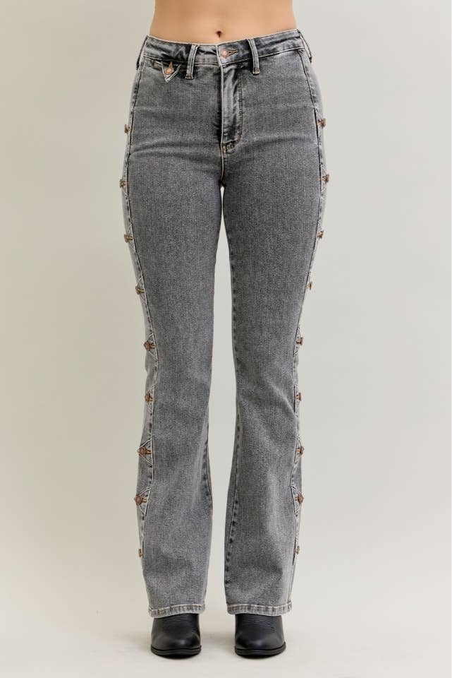 GRY HW Bootcut Western Side Seam & Coin Pkt Detail for wholesale on Faire0