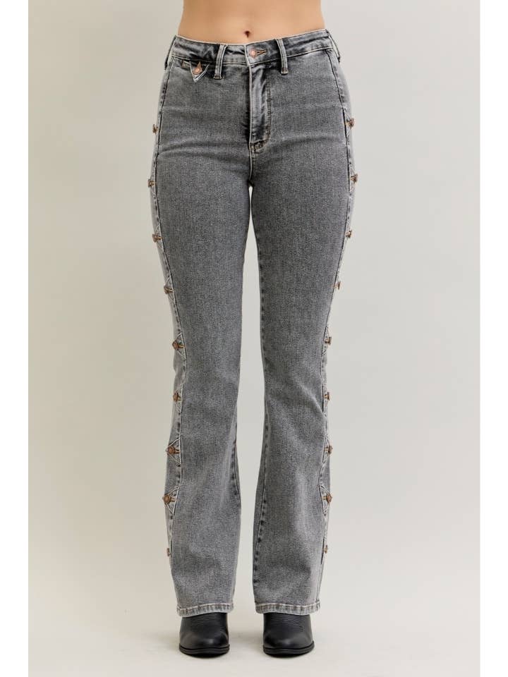 GRY HW Bootcut Western Side Seam & Coin Pkt Detail for wholesale on Faire