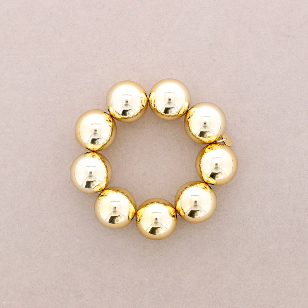 Sonata - Wholesale Snap Jewelry - Elastic Bracelet 25mm Metal Finish Beads0