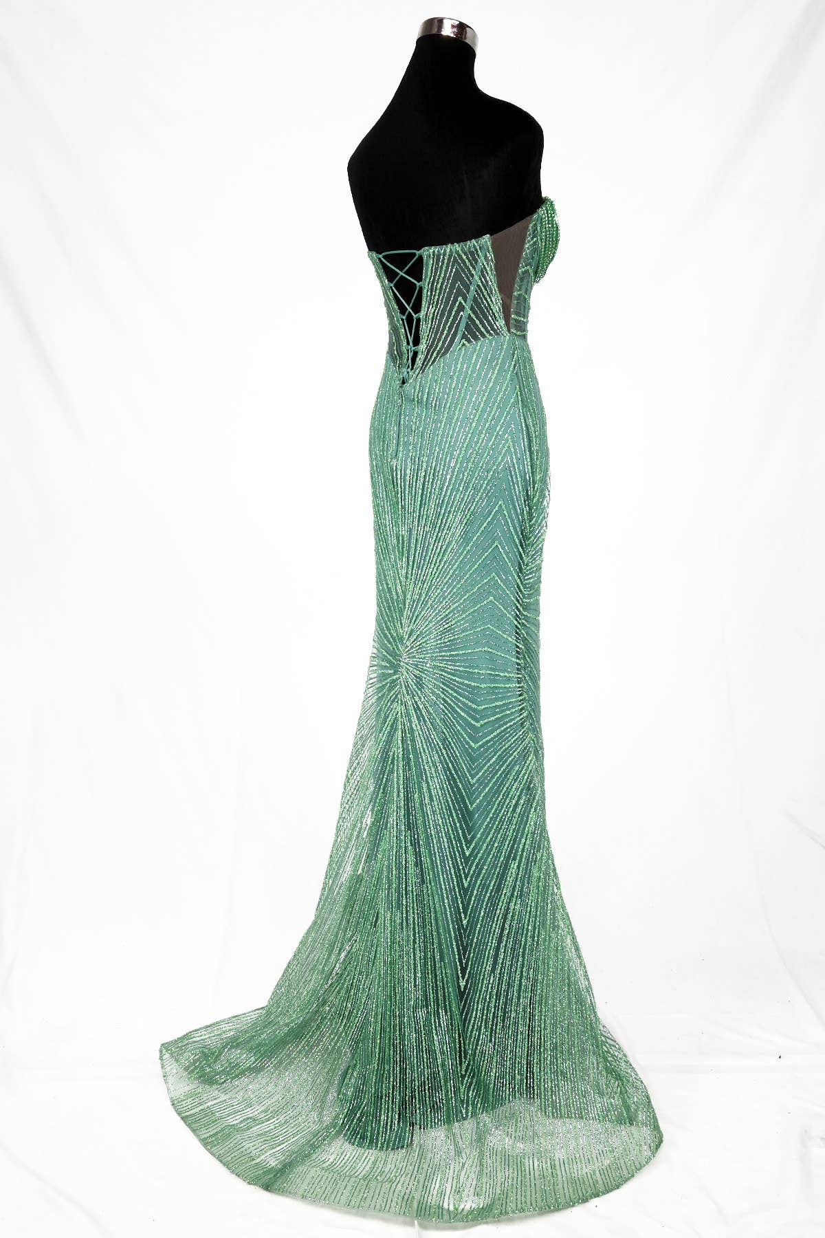Chicas - Wholesale Gown - Women's - Long sparkling mermaid dress with hanging jewels CF00135