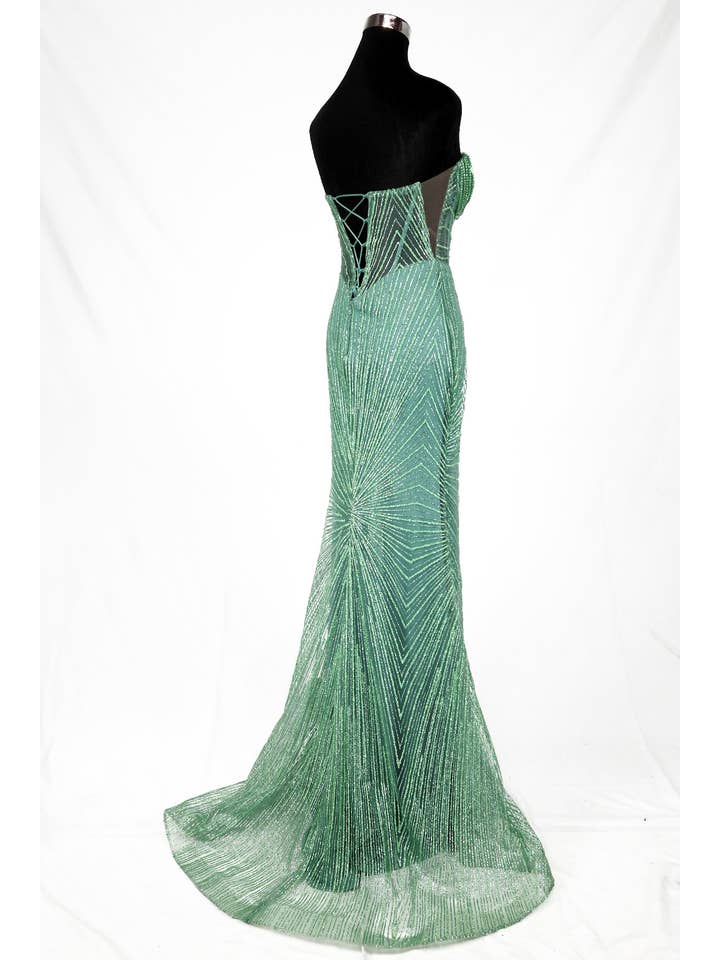 Chicas - Wholesale Gown - Women's - Long sparkling mermaid dress with hanging jewels CF00135