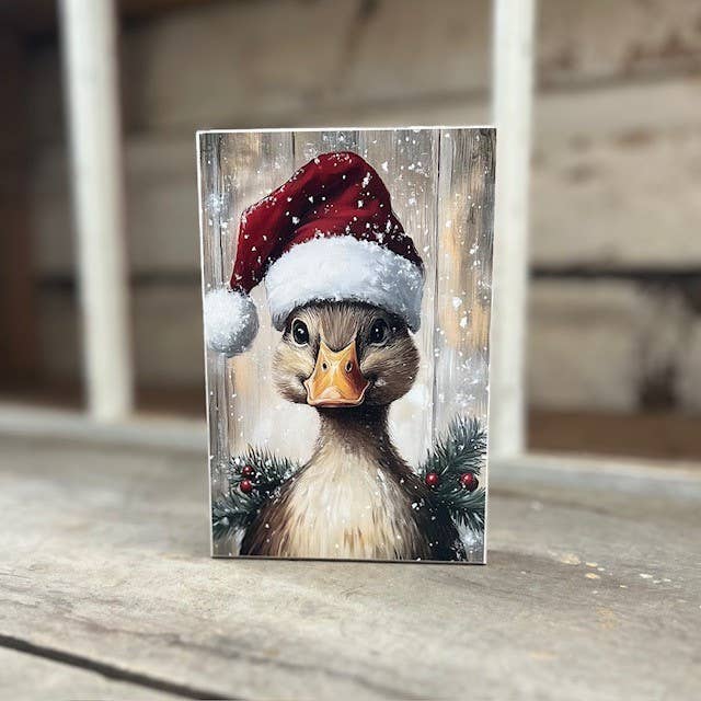 HMK511B Santa Duck Block for wholesale by JanMichaels Art & Home