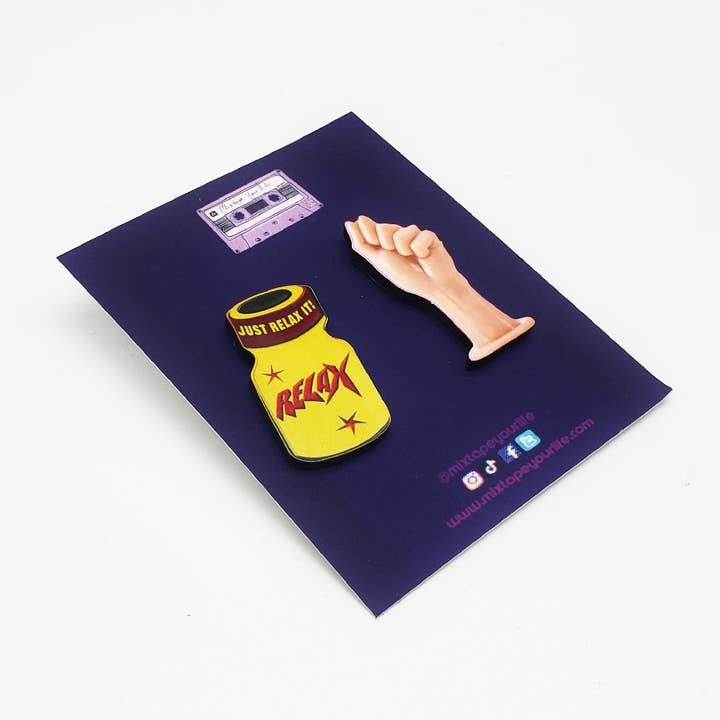 Mixtape Your Life - Wholesale Stud/Post Earrings - Relax Poppers Bottle and Sex Toy Fist Stud Earrings