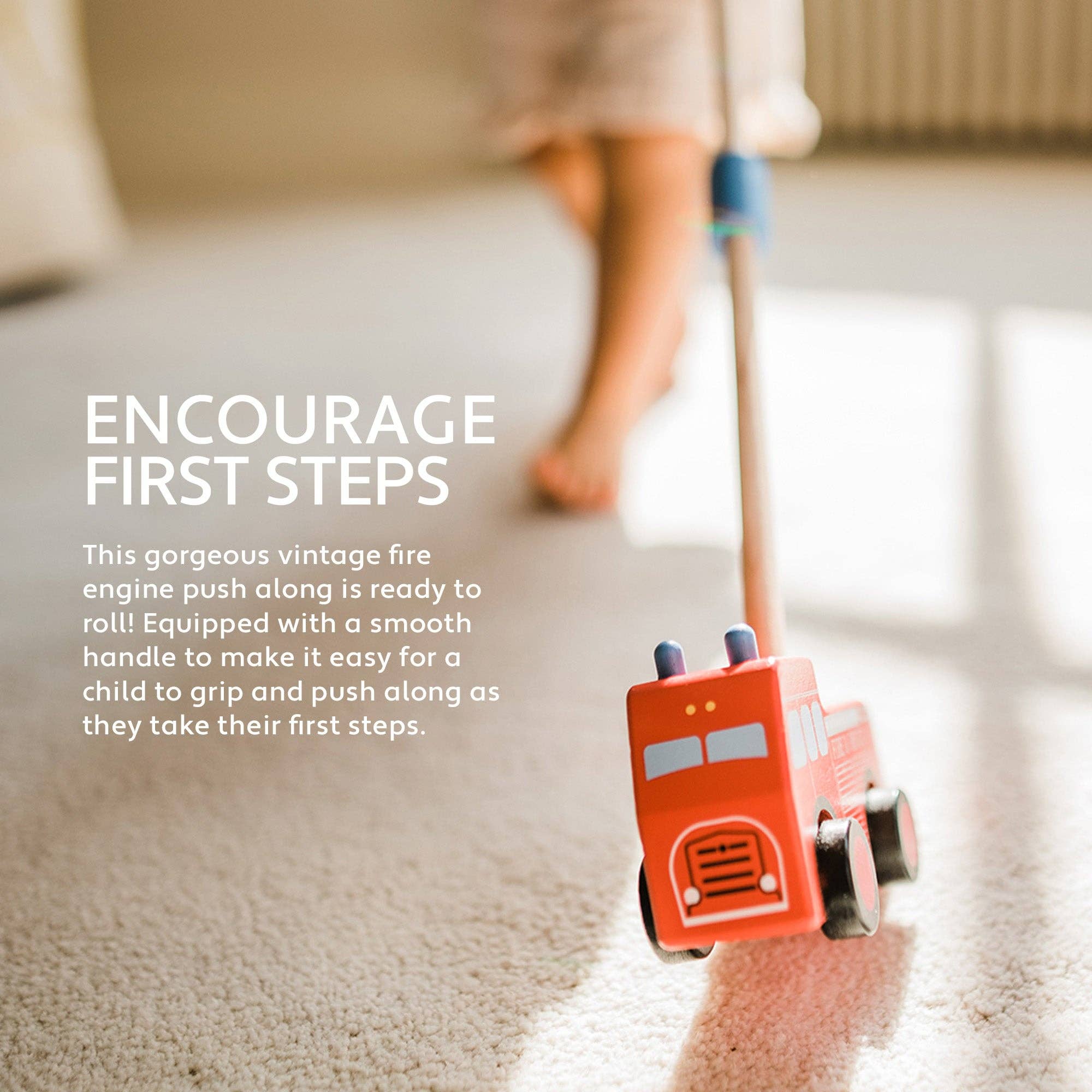 Orange Tree Toys – Brinquedo de madeira - Crianças por atacado – Bombeiros Vintage Push Alogar em Madeira1