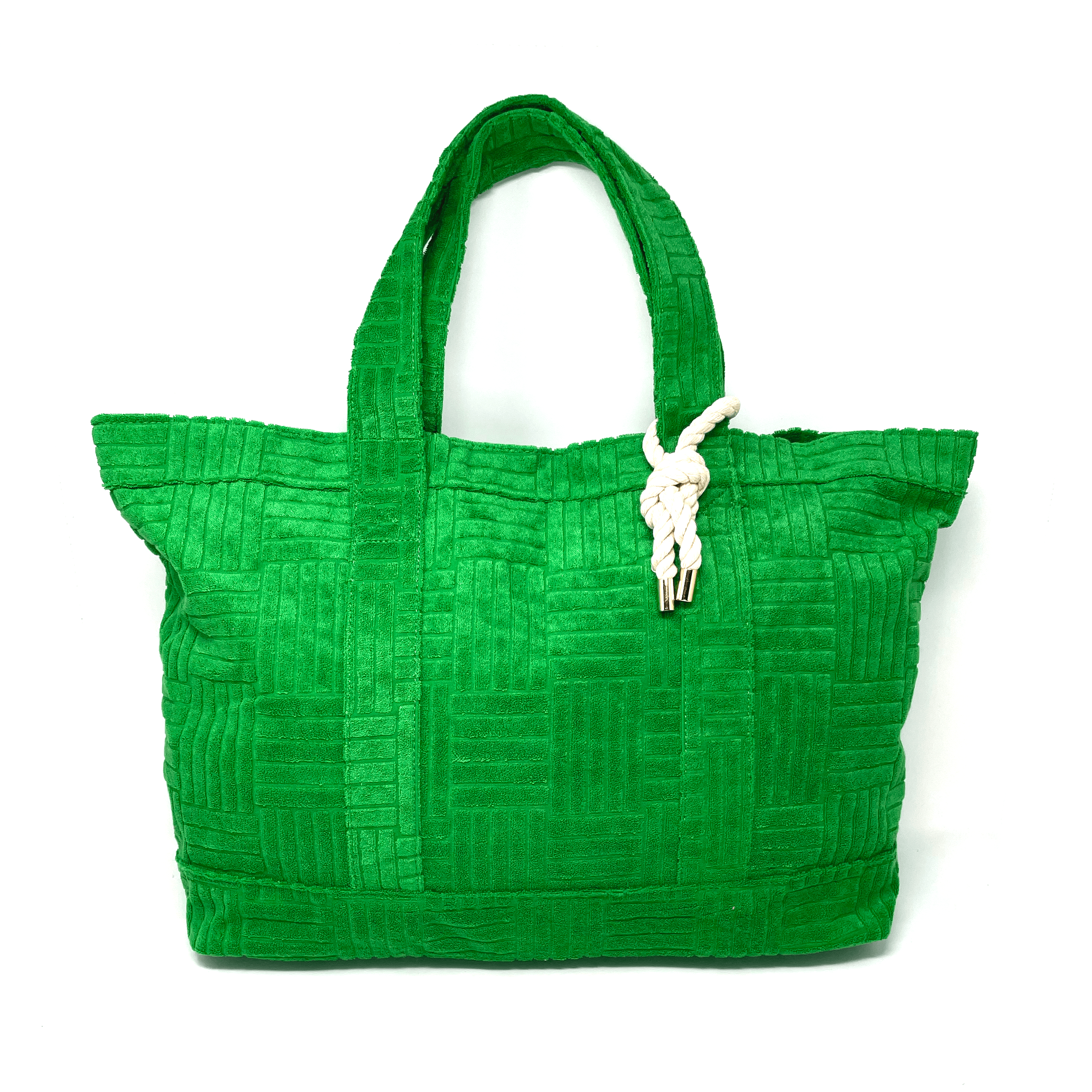 Bette - Wholesale Tote Bag - Women's - Lima Green Terry Weekender Set with Waterproof Clutch2