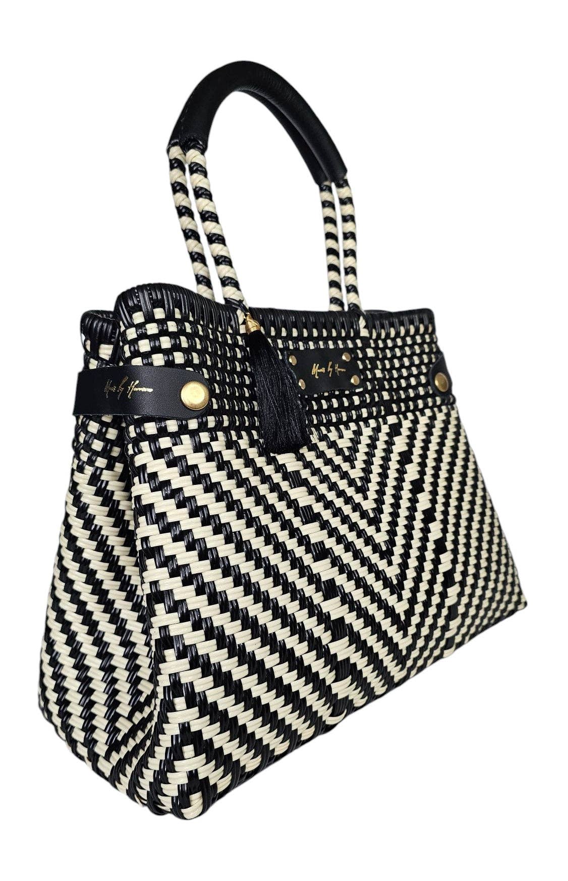 MAVIS BY HERRERA - Vendita all'ingrosso Borsa con manico - Donna - Borsa Convertibile a Basso Inquinamento - Lusso Avorio Nero5