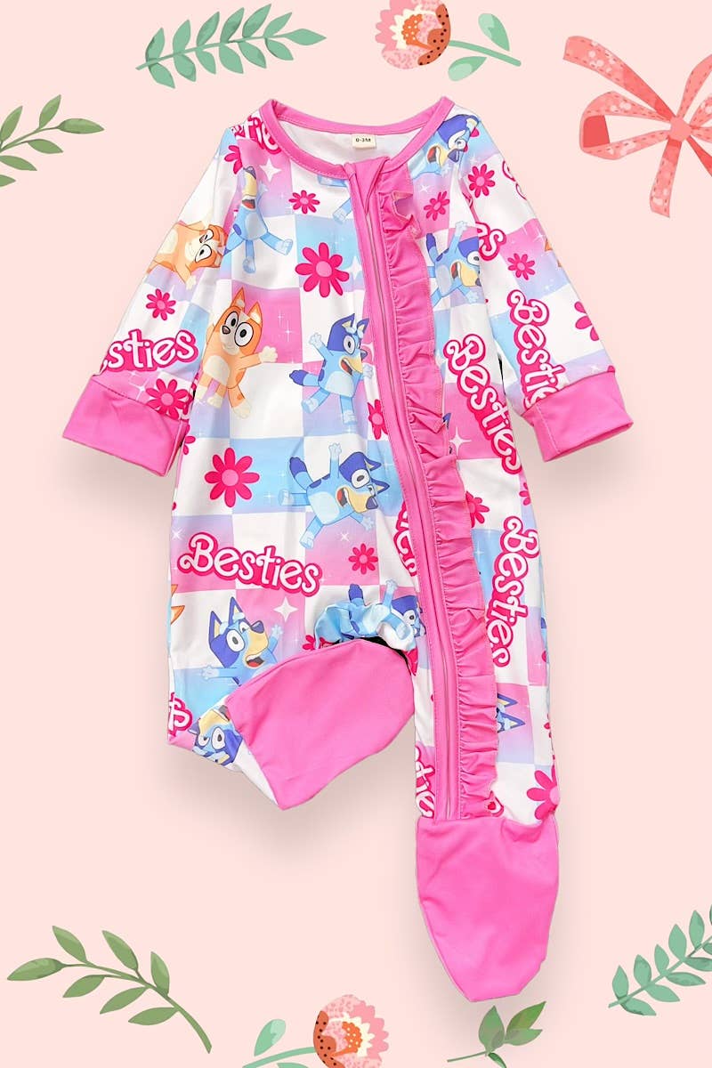 Kids Charm Online - Wholesale Jumpsuit - Baby - CHECKERED CHARACTER PRINTED BABY BODYSUIT. LR041201-NAY1