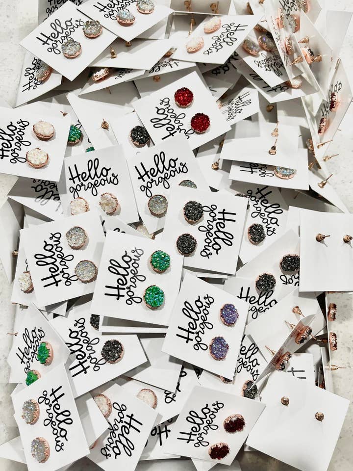 Druzy Jewelry - Druzy Stud Earrings - Druzy Studs for wholesale by threefourteen