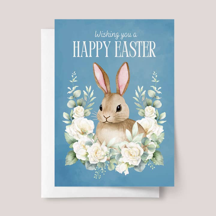Cartão do Coelho da Páscoa com guirlanda floral por atacado de Design Sprinkles