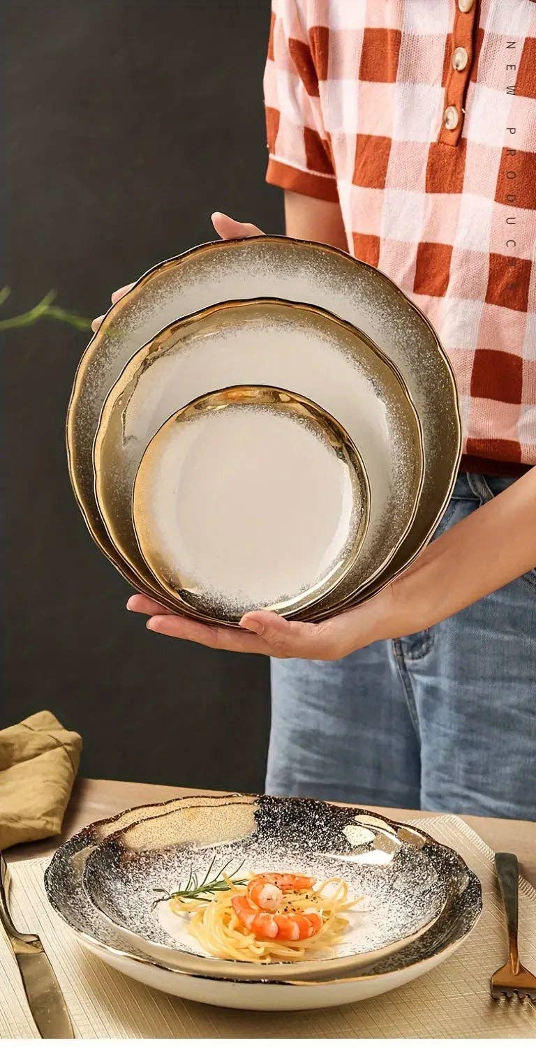 Huis Van Merken – wholesale Tallrikar – Elegant keramiktallrik med guldkant – 20,3 cm0