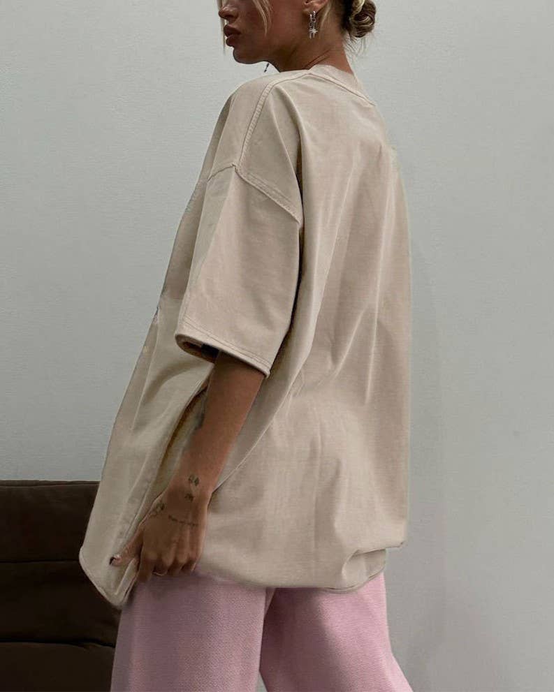 Rosa Clothing - Wholesale T-Shirt - Women's - Washed Distressed Crewneck Brushed T-Shirt5