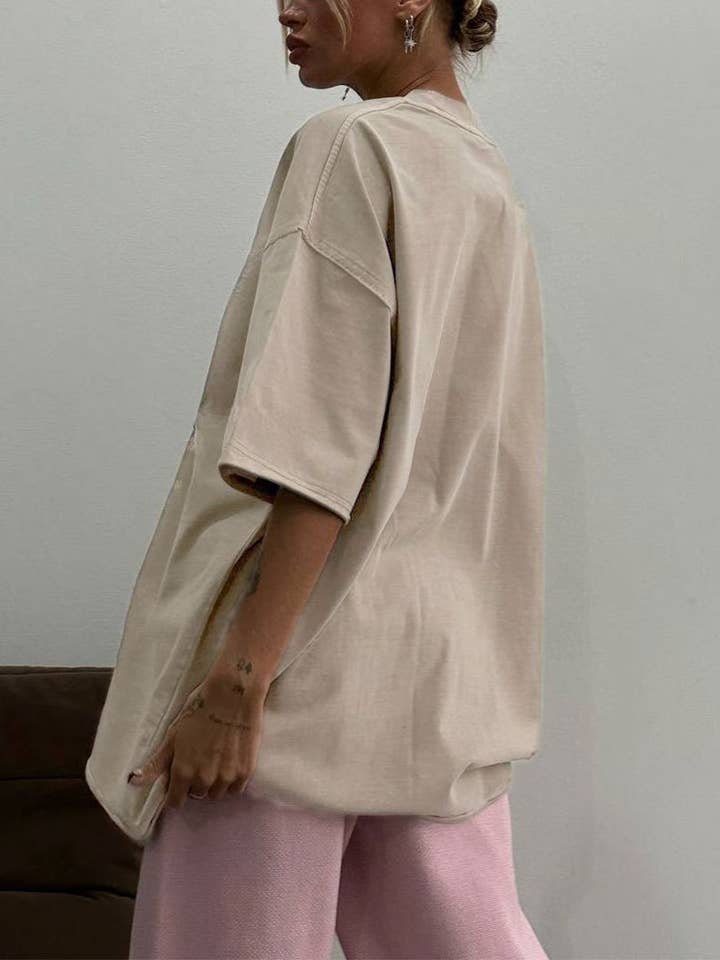 Rosa Clothing - Wholesale T-Shirt - Women's - Washed Distressed Crewneck Brushed T-Shirt5