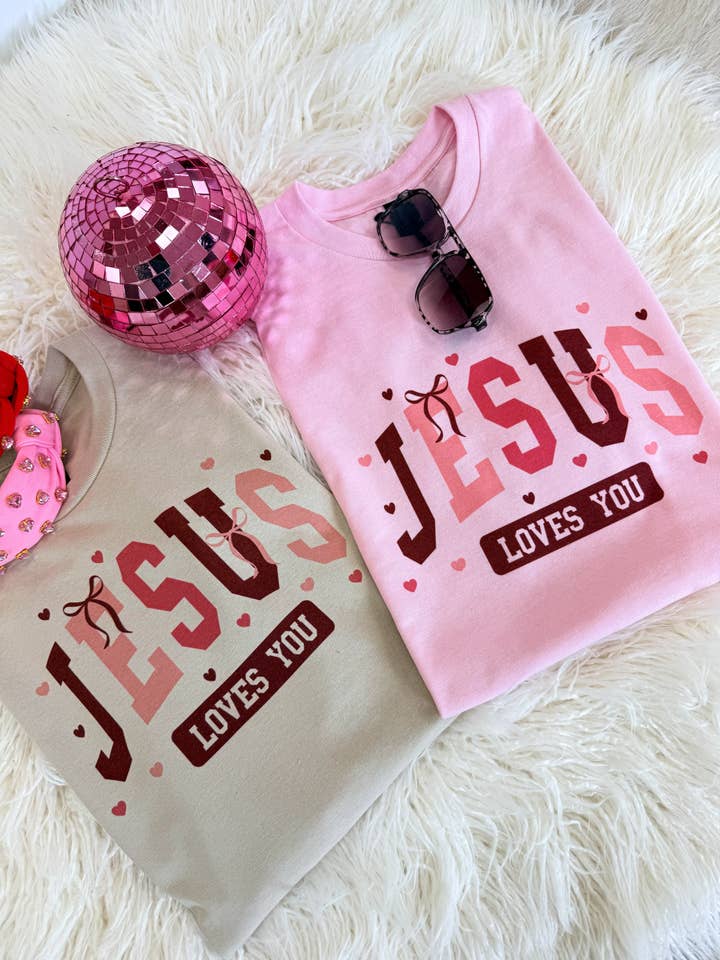 Jesus Loves You (hearts & bows) for wholesale by Hart and Hollow