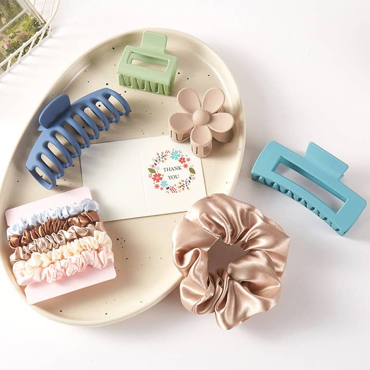 10PCS-Flower Hair Clips Stretchable Fabric Hairbands Set for wholesale by Sensibling Corp.