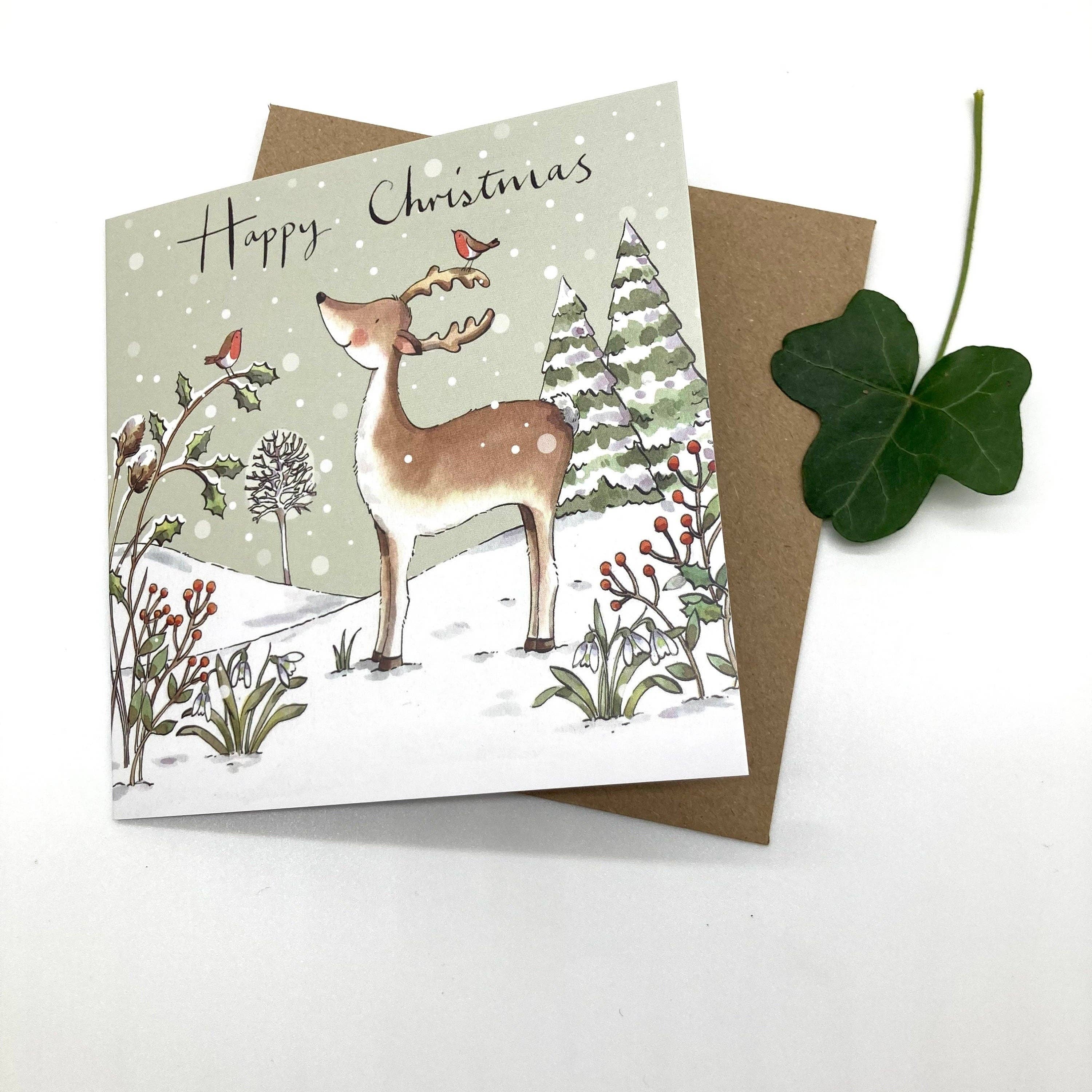 Ink and Snail Limited - Vente Cartes de Noël - Lot de 5 cartes de Noël avec motif cerf2