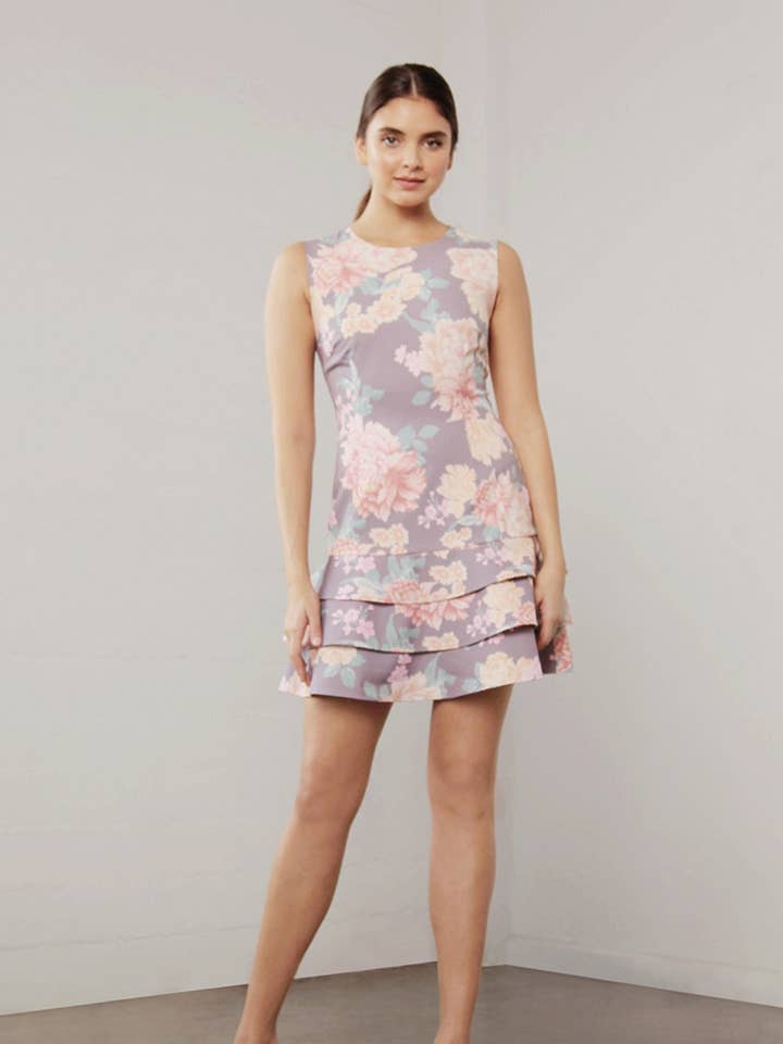 Vestido Utopia Mocha Flora Folho por atacado de SHILLATHELABEL