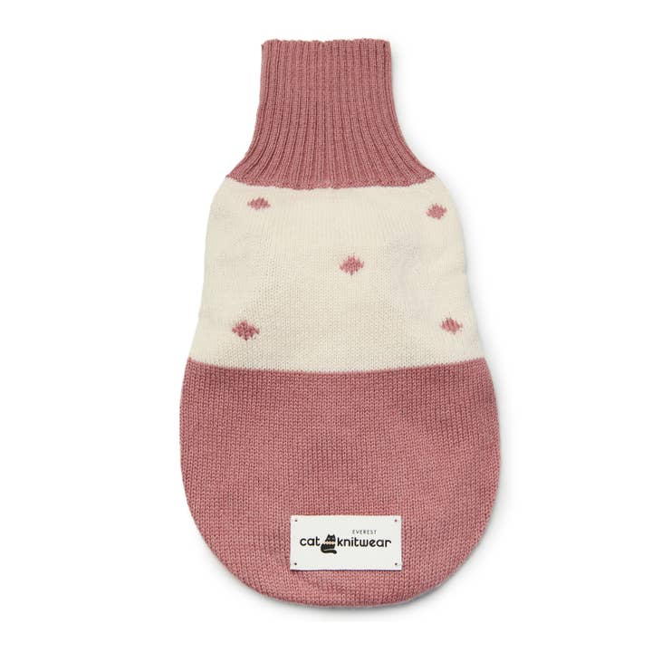Everest Pet Supply & Gifts - Venta al por mayor Disfraz - Gatos - Jersey para gato, 100% lana merina, patrón de lunares rosa