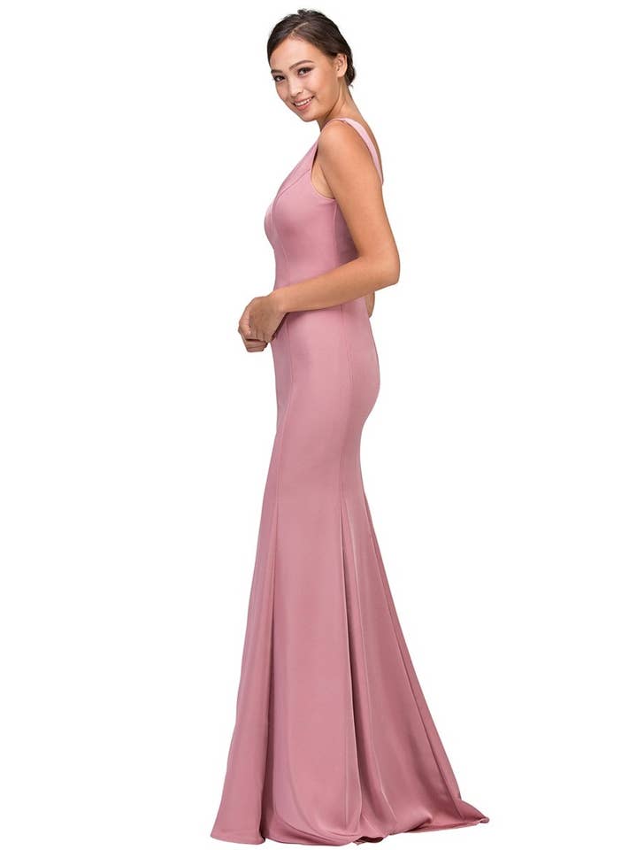 EVENING-Floor length gown with well shaped V-neck for wholesale by FashionShowcase