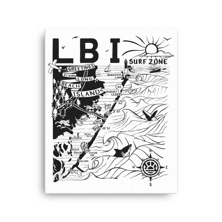 Lienzo del mapa de LONG BEACH ISLAND para venta al por mayor de Distant Local