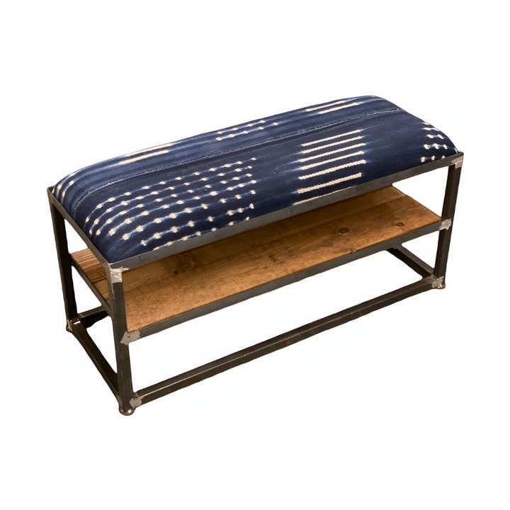Banc Étagère Indigo Africain 2 tailles disponibles pour la vente par Uber Chic Home