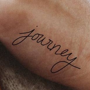 Journey Calligraphy Temp Tattoo | Skin and Hat Tattoo for wholesale by Words for a Season