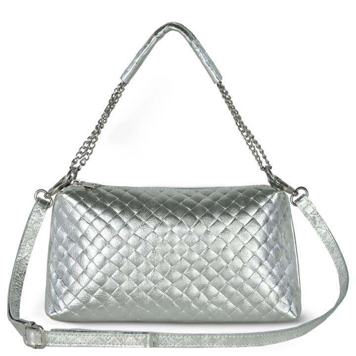 TAKEASY - Wholesale Shoulder Bag - Women's - Weave Metallic Suede Leather Crossbody Bag7