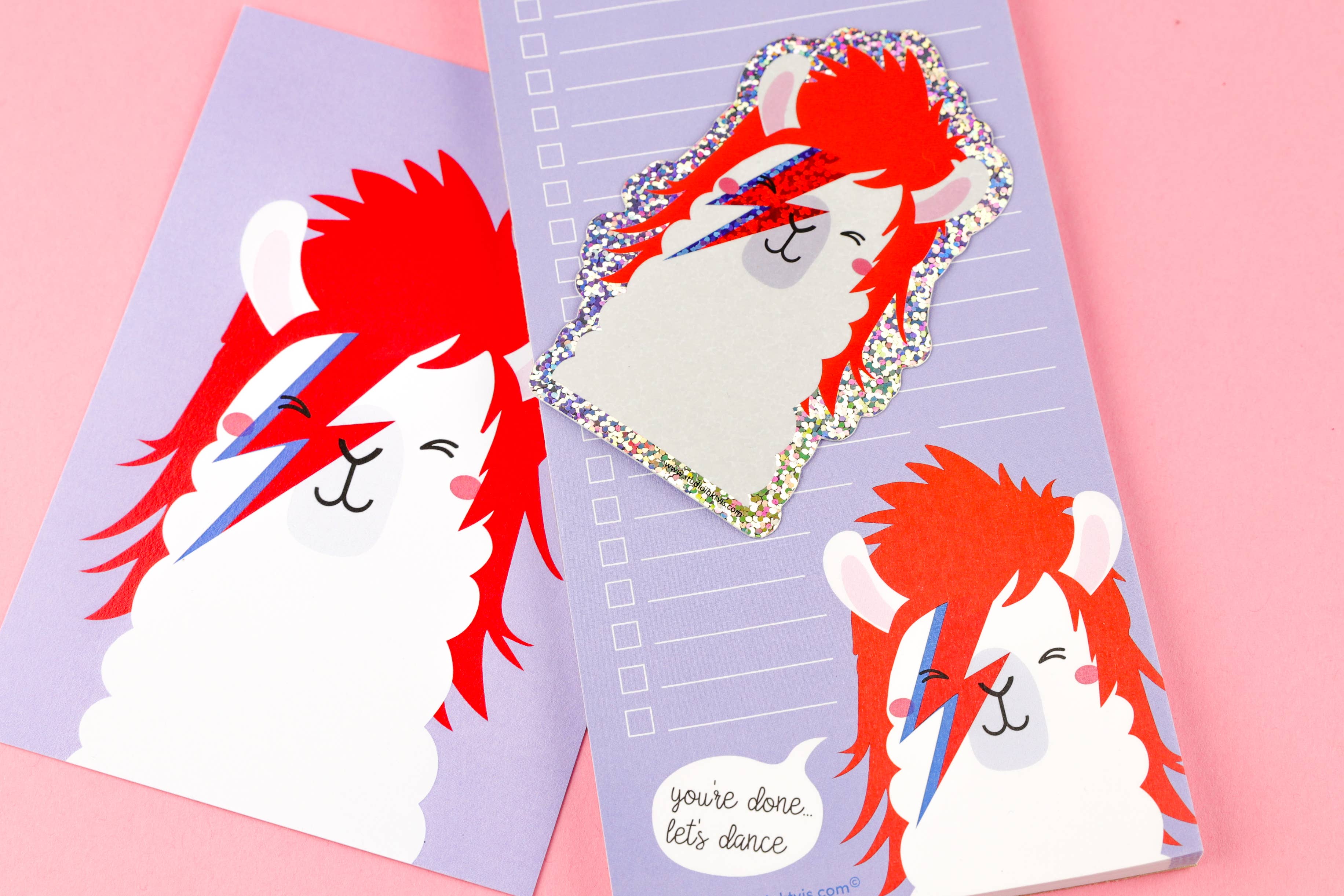 Studio Inktvis - Wholesale Sticker - Glitter sticker David Bowie Ziggy Stardust llama5