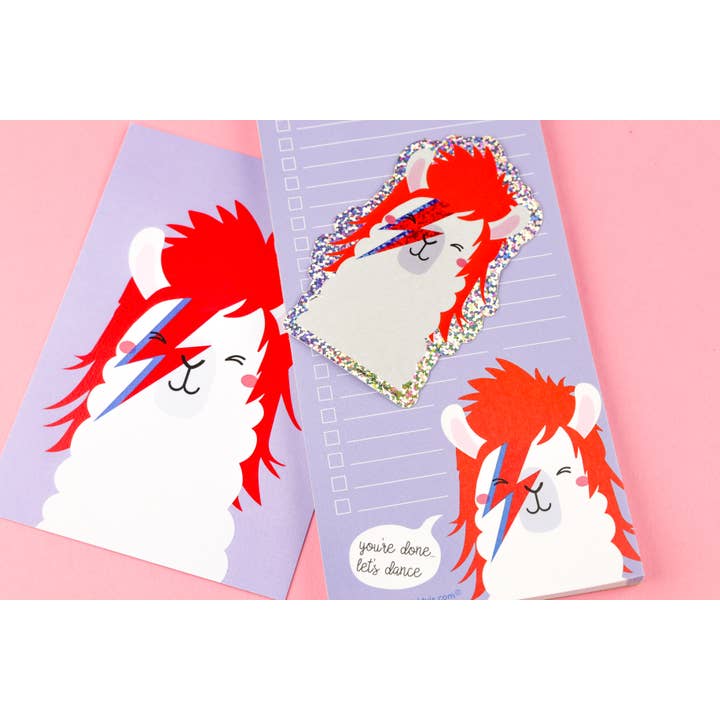 Studio Inktvis - Wholesale Sticker - Glitter sticker David Bowie Ziggy Stardust llama5