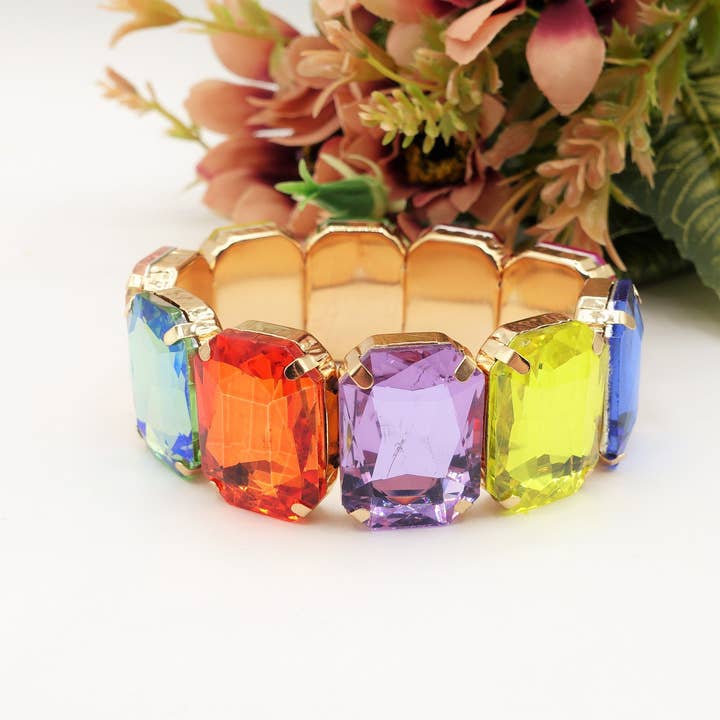 Daemon srls - Wholesale Bangle Bracelet - MARGOT LUXE - Bracciale elasticizzato con pietre sfaccettate -luce colection28