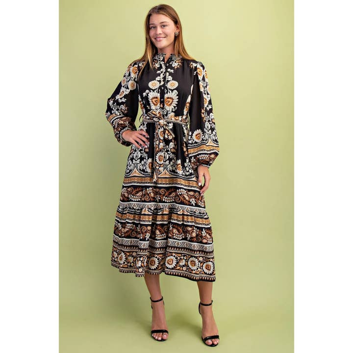 STYLE USA - Wholesale Dress - Women's - Floral Print Midi Dress