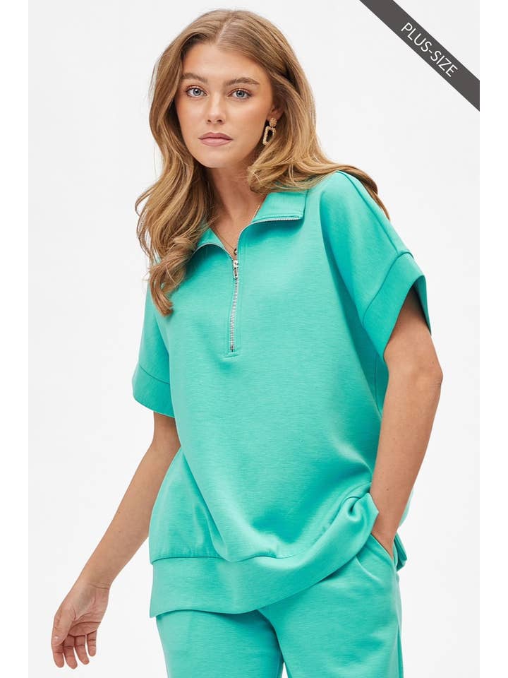 Dear Scarlett - Wholesale Lounge Set - Women's - PLUS SIZE Quarter Zip + Pants Modal Set TRVSET-CATALINAP36