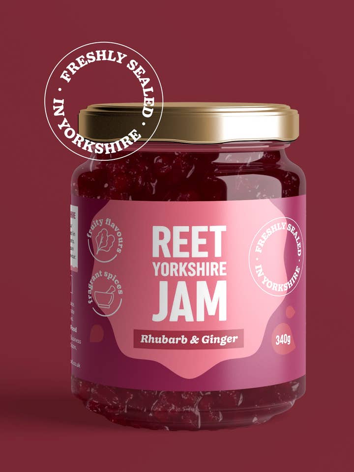 Rhubarb & Ginger Jam for wholesale by Reet Yorkshire Food