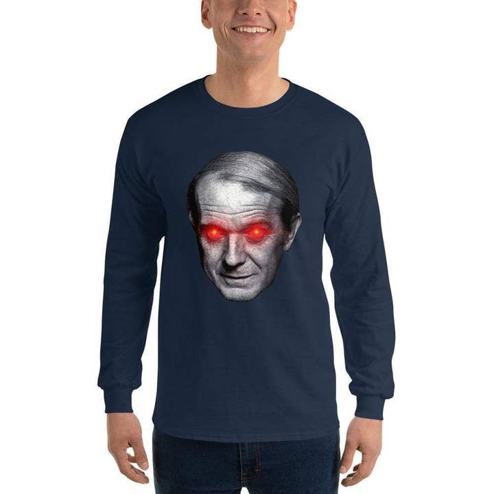 The Philosopher's Shirt - Wholesale Screen Printed T-Shirt - Men's - Gilles Deleuze with Laser Eyes - Long-Sleeved Shirt