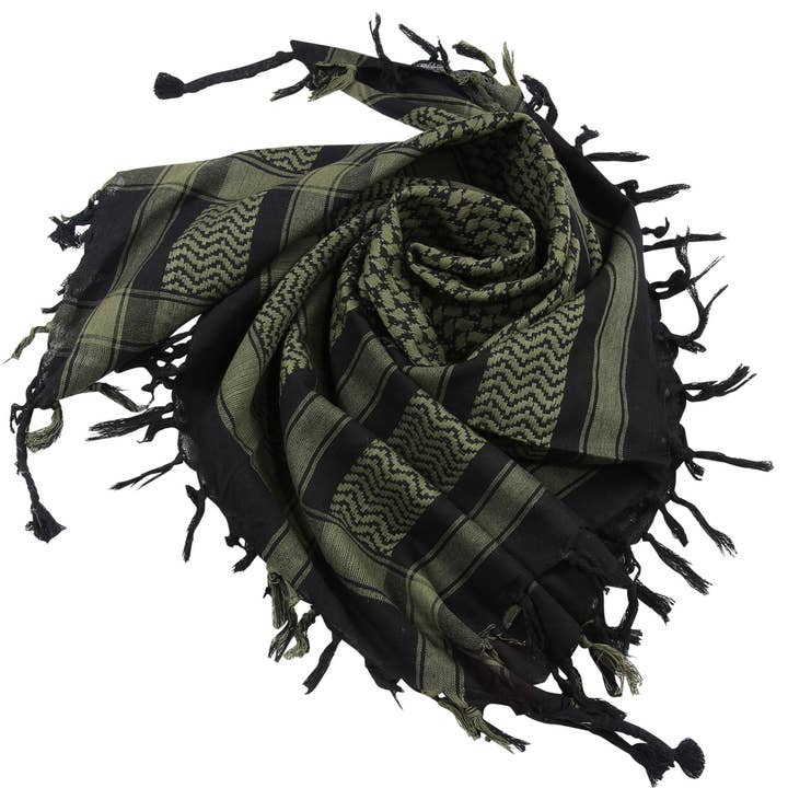 Tribal Trade GmbH - Wholesale Scarf - Unisex - Palituch black green-khaki Kufiya PLO scarf1