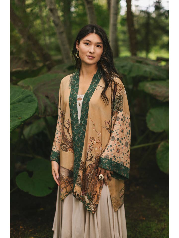 Market of Stars (USA) - Wholesale Kimono - Women's - Fable Matinée Duster Kimono w/ Deer and Moon, mid-length2