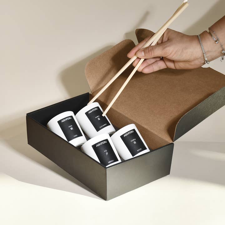 AISHITERU - Wholesale Jar/Filled Candle - SET OF 4 SCENTED CANDLES 75 g - WABI-SABI BOX1
