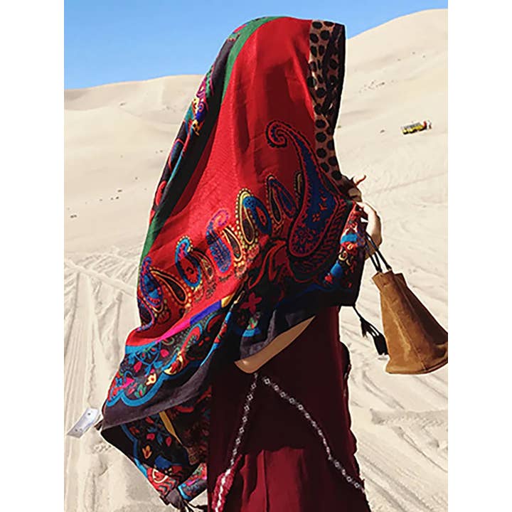 Vermelho Cachecol protetor solar Buykud Seaside Vacation com borla impressa para venda a revendedores na Faire3