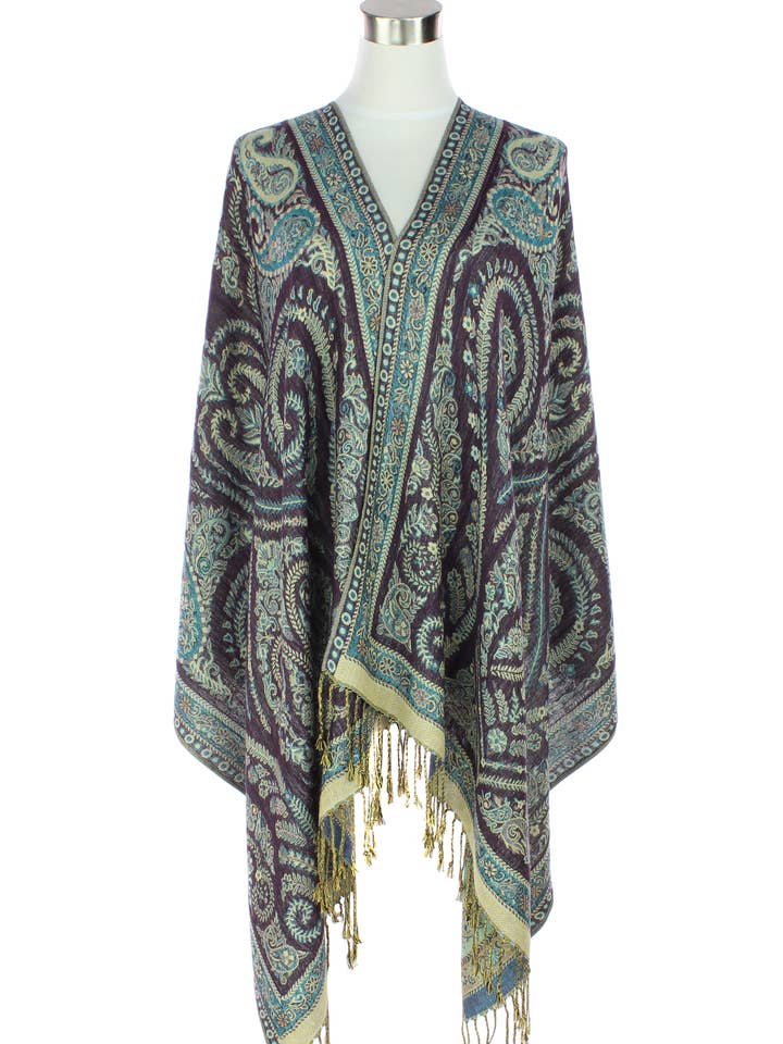 Paisleys symétriques sur pashmina à crête pour la vente par Original USA