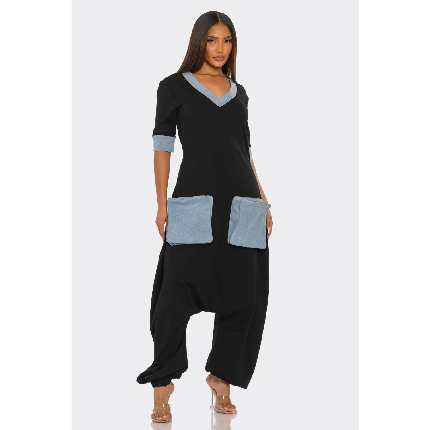 DORCAS – Engroshandel Jumpsuit - Dame – HALV PAKKE DENIM ACCENT JUMPSUIT5