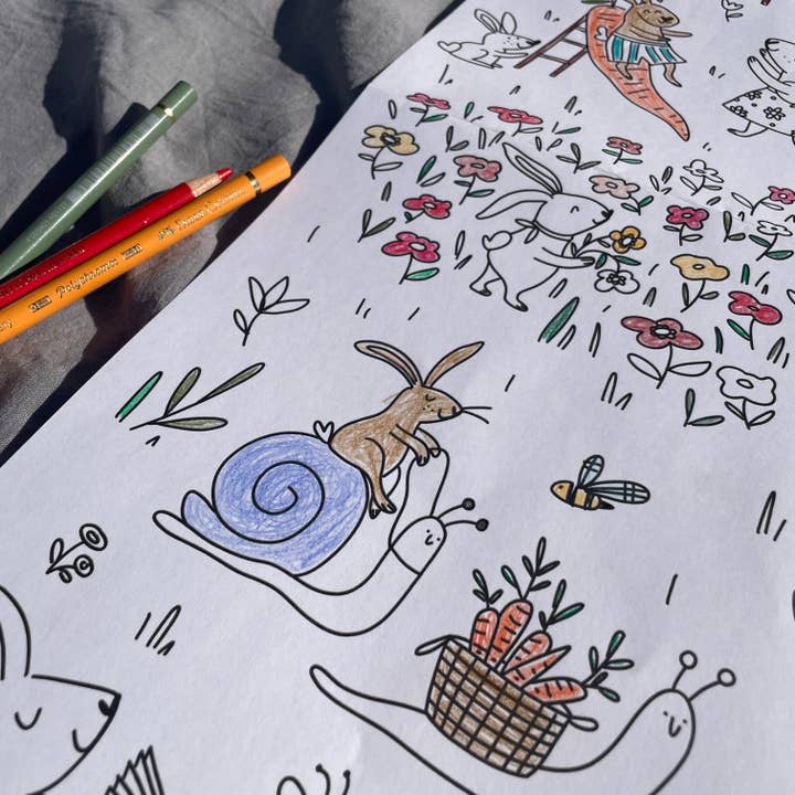 Affiche à colorier Pâques DIN A1 | Image de Pâques à colorier pour la vente par Hannahs Firlefanz