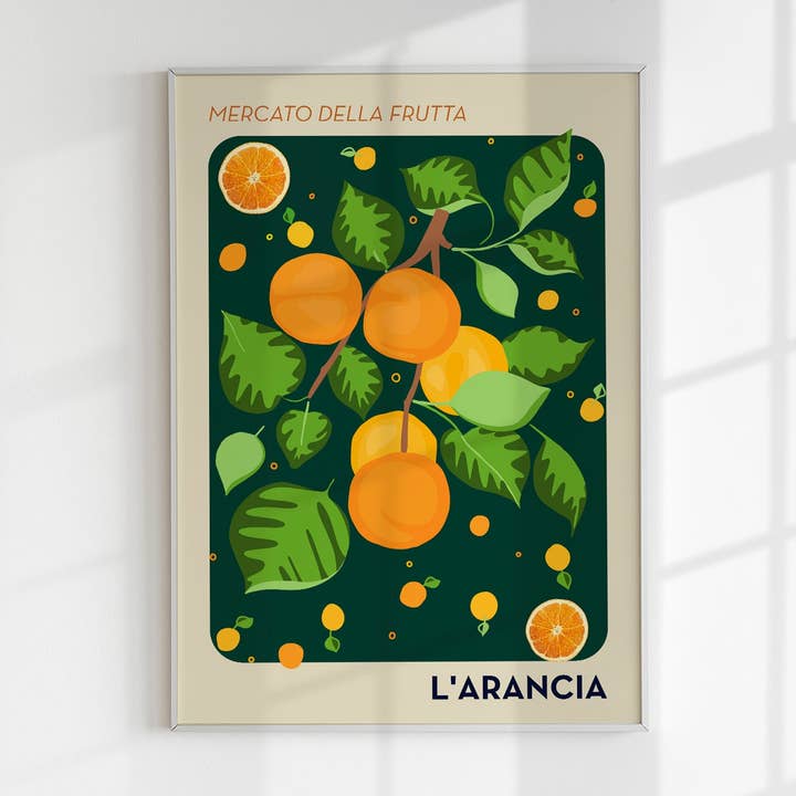 L'arancia Fruchtmarkt Kunstposter für den Großhandel von Patroa Studio