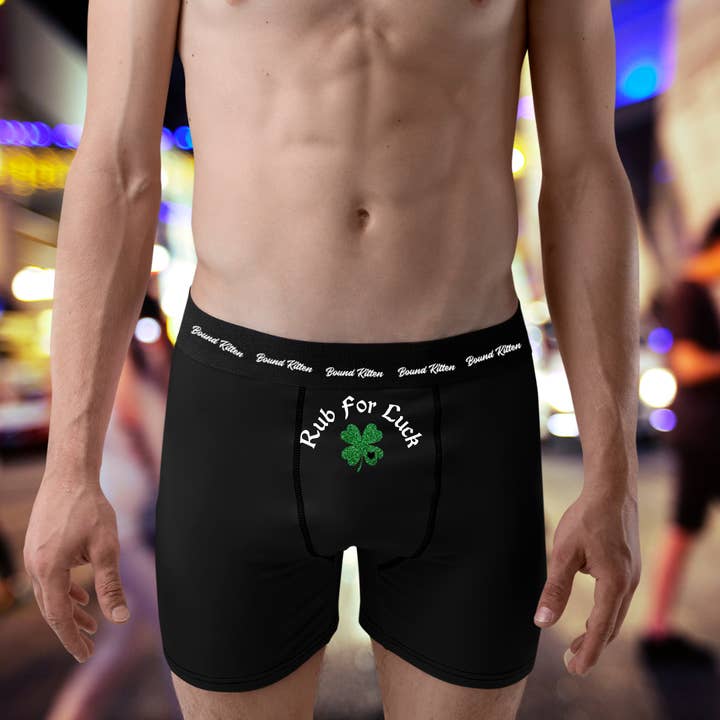 Rub For Luck, St. Patrick's Day Men's Boxer Briefs for wholesale by Bound Kitten