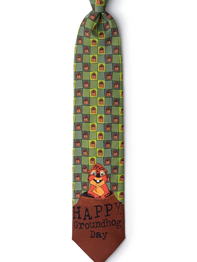 Groundhog Day Tie van Wild Ties - Groene microvezel voor wholesale door Wild Ties