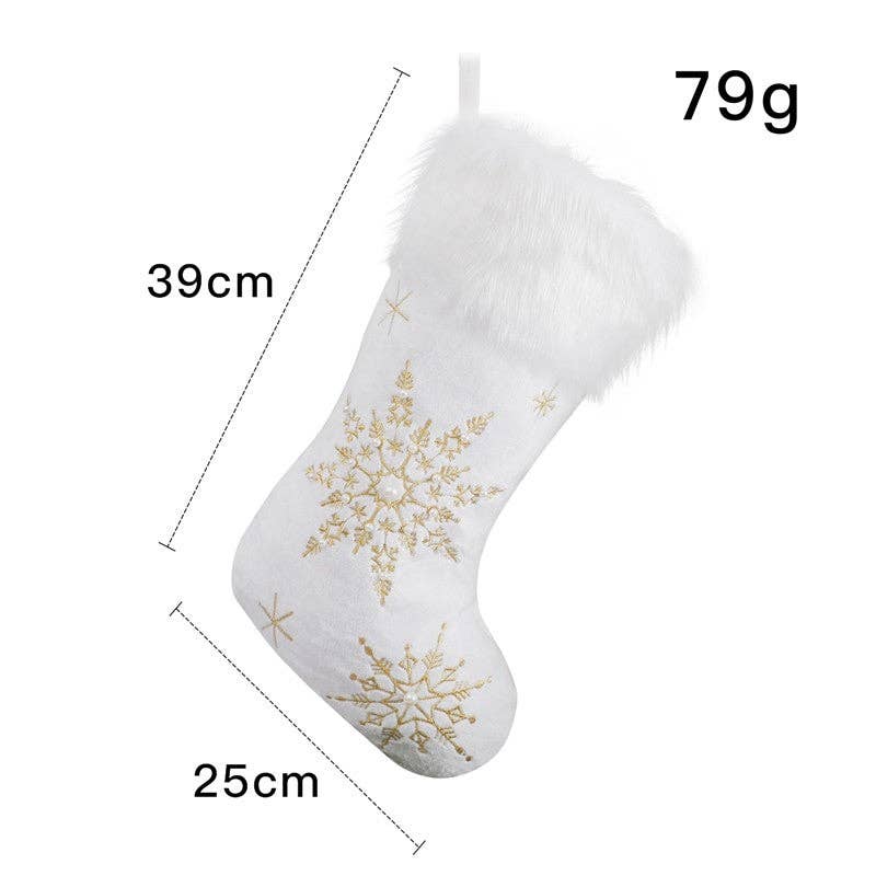 Plush Looks - Wholesale Holiday Stocking - Creative Plush Snowflake Sock Gift Bag Christmas Decoration0