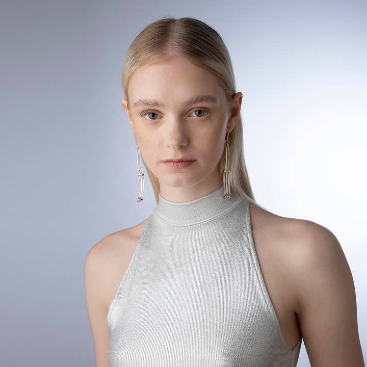 C.KARAKALPAKI - Wholesale Dangle Earrings - Curved Fence Earrings Silver1