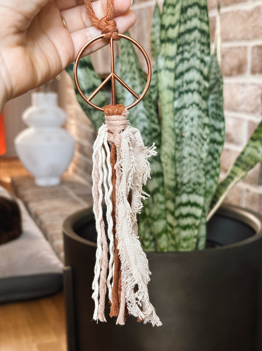 Offhand Fibers - Wholesale Car Decorative Charm - Unisex - Neutral Peace Sign Car Charm | Boho Gifts1
