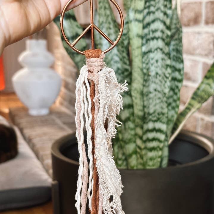 Offhand Fibers - Wholesale Car Decorative Charm - Unisex - Neutral Peace Sign Car Charm | Boho Gifts1