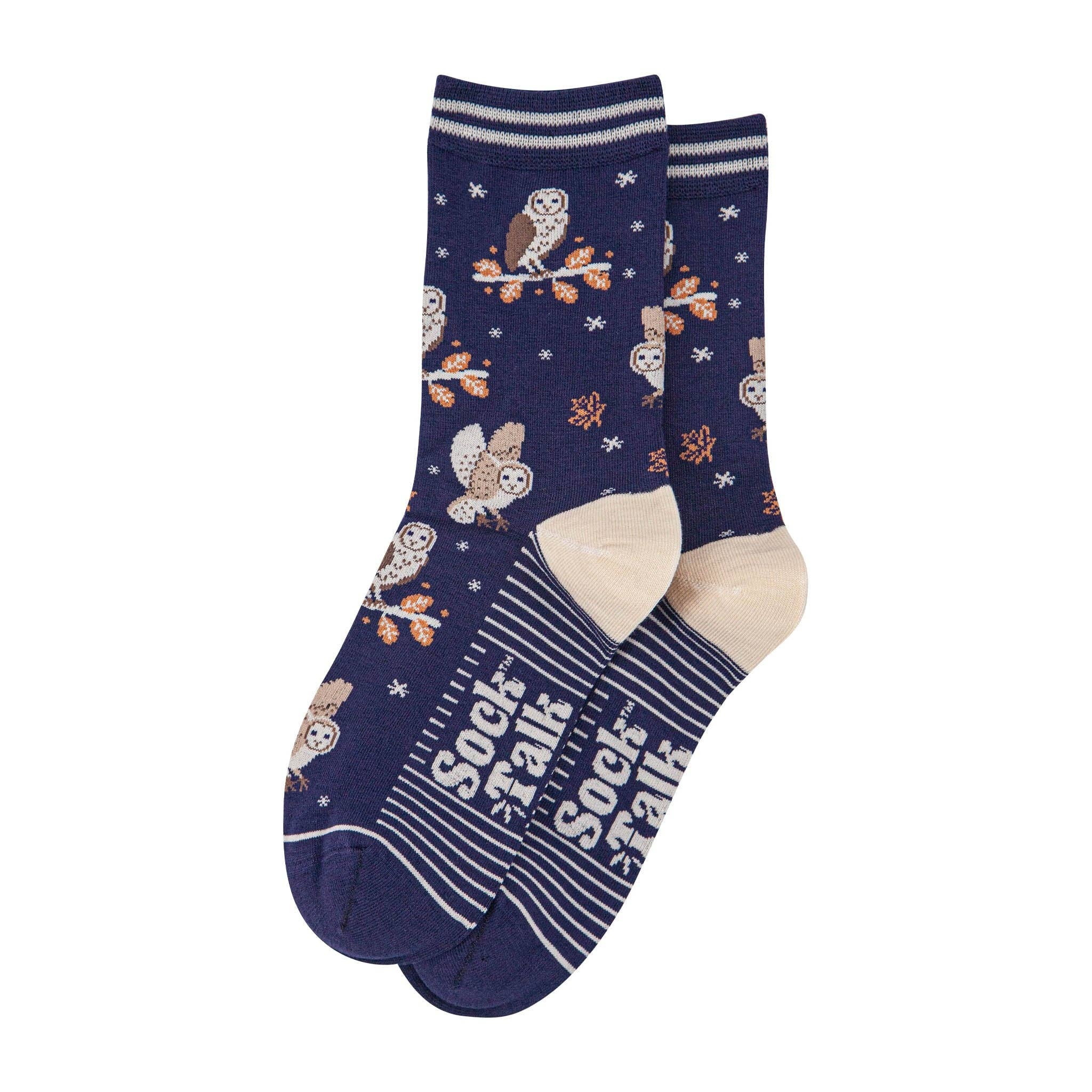 Sock Talk - Wholesale Socks - Women's - Women's Bamboo Socks - Navy Blue/Cream, Barn Owls1