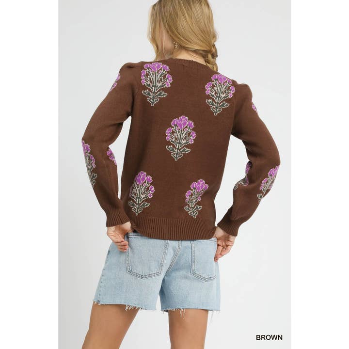 STYLE USA - Wholesale Tunic - Women's - Flower Stem Jacquard Sweater Top8
