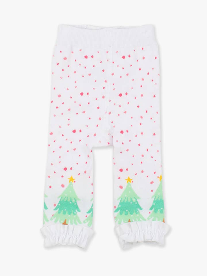 Girls Polka Dot Trees Patterned Footless Ruffle Tights for wholesale by RuffleButts + RuggedButts